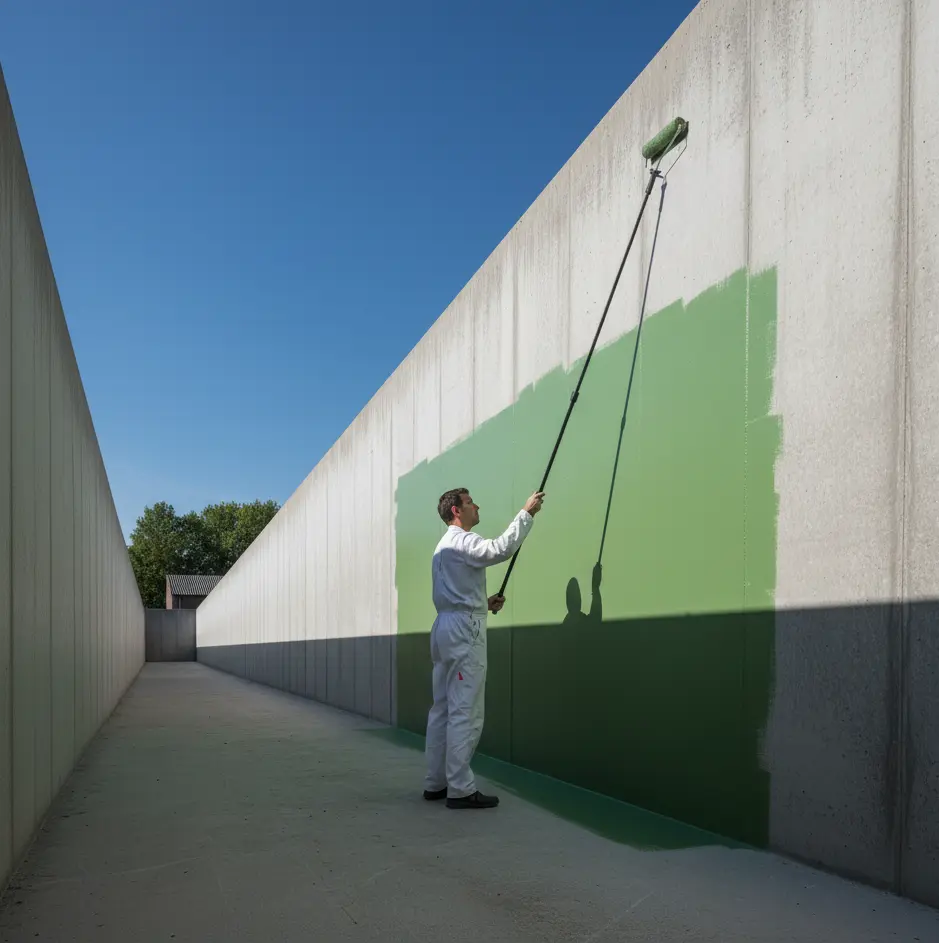 Siloanstrich Wandlack Grün wasserverdünnbar Schimmelschutz säureresistent für Futtersilos Landwirtschaft - Maler streicht Silowand professionelle Verarbeitung Praxis - Vorschau